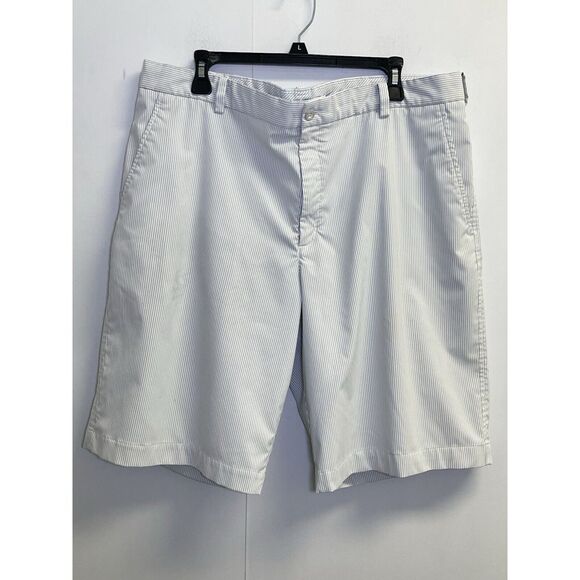 Nike Golf Shorts Mens 40X11 White Gray Striped‎ Outdoor 400775-100 Swoosh - Picture 1 of 8